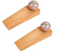 2 Pieces Peach Flower Ceramic Wooden Door Stopper